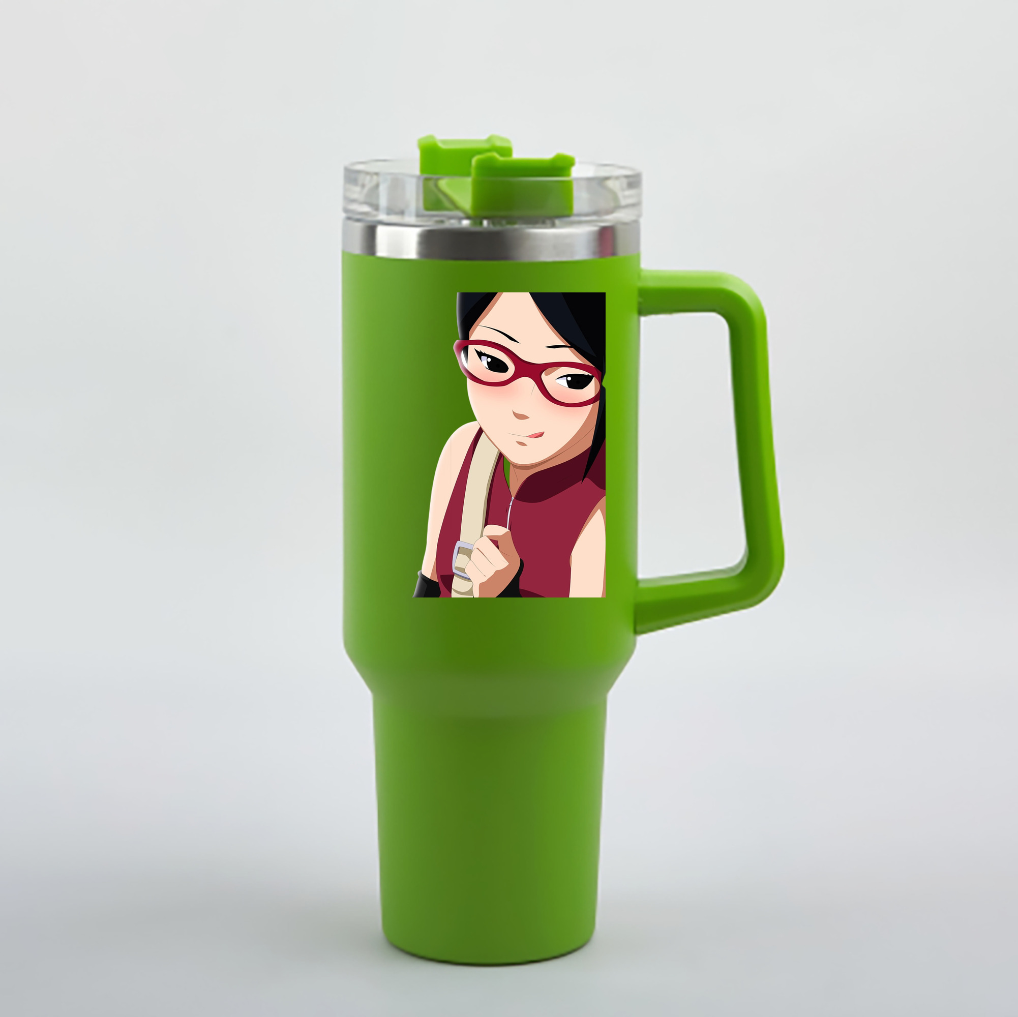 （画像用） NARUTO -ナルト- うちは サラダ Uchiha Sarada 1200mL車用タンブラー - クリスタルステッカー（プラスチックストロー付き）